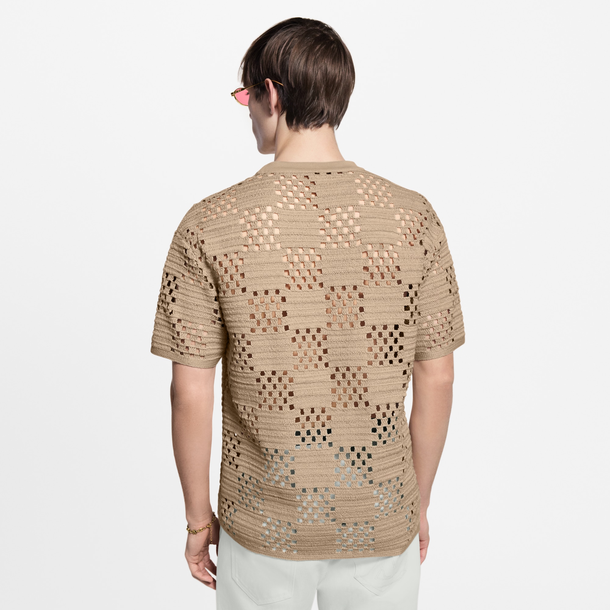 T-Shirt mit Bast-Optik und Damier-Motiv  Herren Ready to Wear T-Shirts und Poloshirts | LOUIS VUITTON (Zoom)