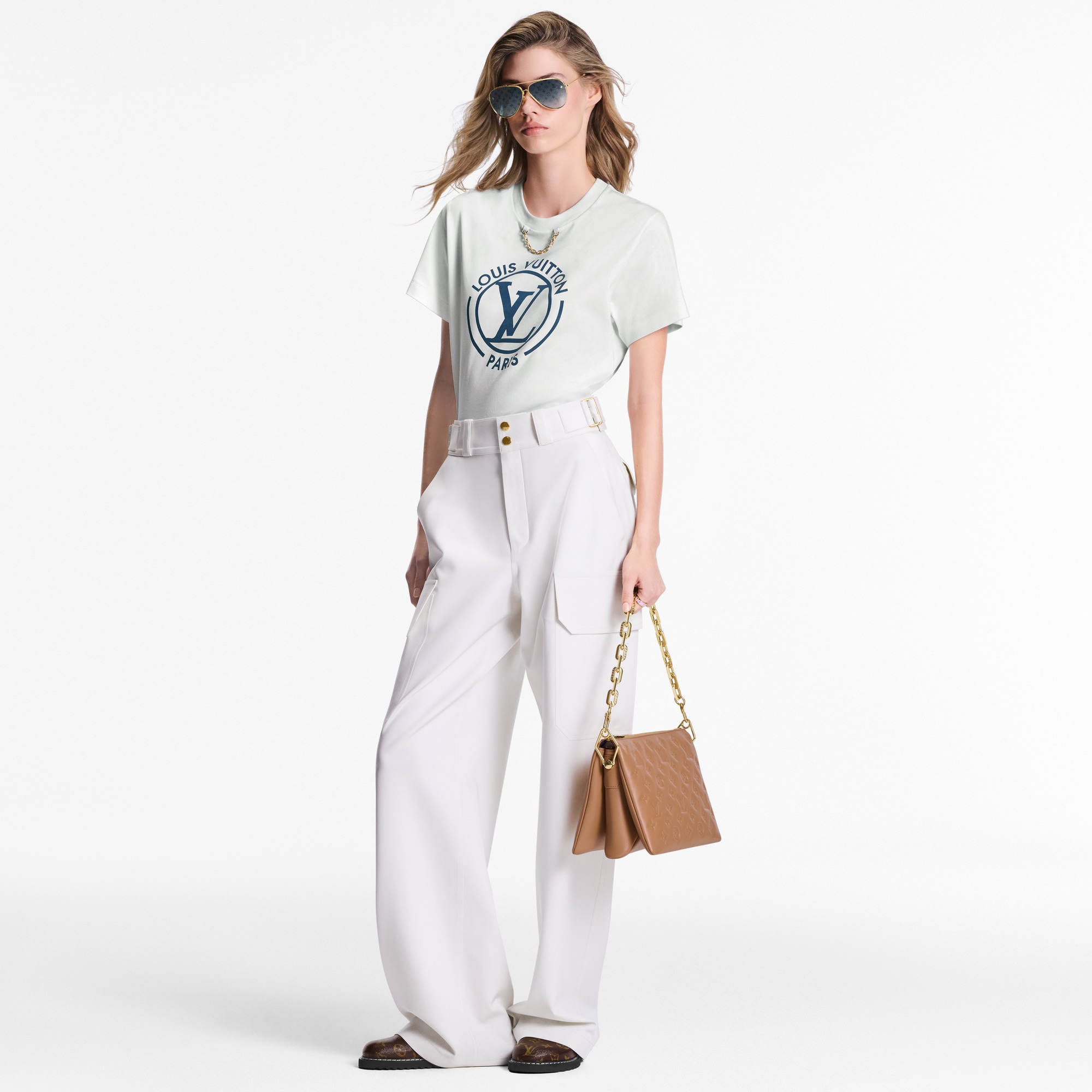 T-Shirt mit geflocktem LV Circle-Motiv  Damen Ready to Wear Tops | LOUIS VUITTON (Zoom)