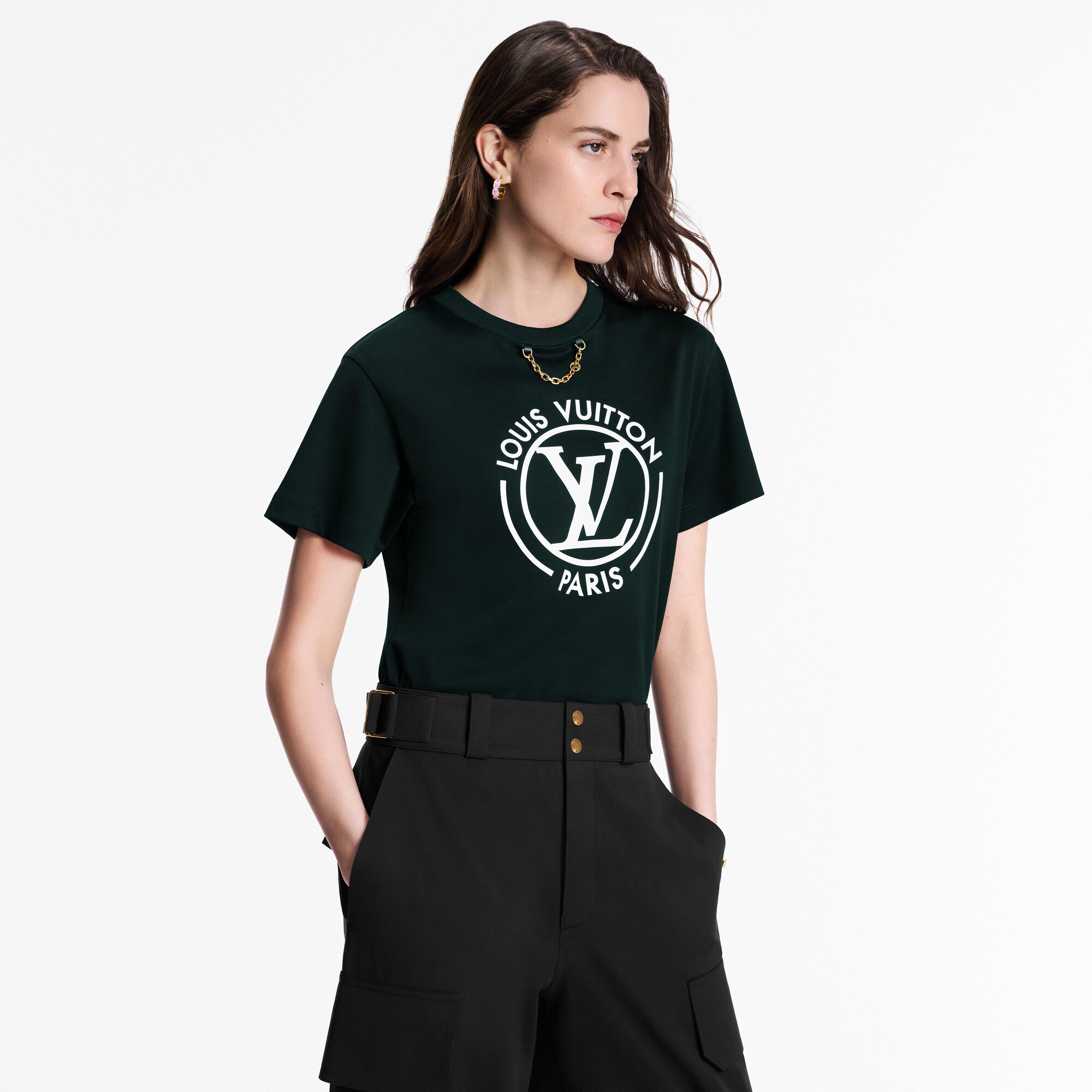 T-Shirt mit geflocktem LV Circle-Motiv  Damen Ready to Wear Tops | LOUIS VUITTON (Zoom)