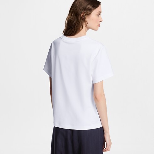 T-Shirt mit gestickter Signatur Damen Ready to Wear Tops | LOUIS VUITTON (Zoom)