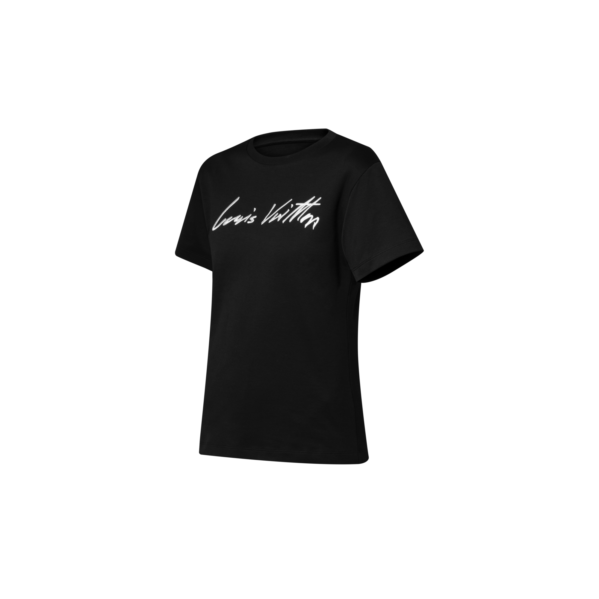 T-Shirt mit kursiver Signatur  Damen Ready to Wear Tops | LOUIS VUITTON (Zoom)
