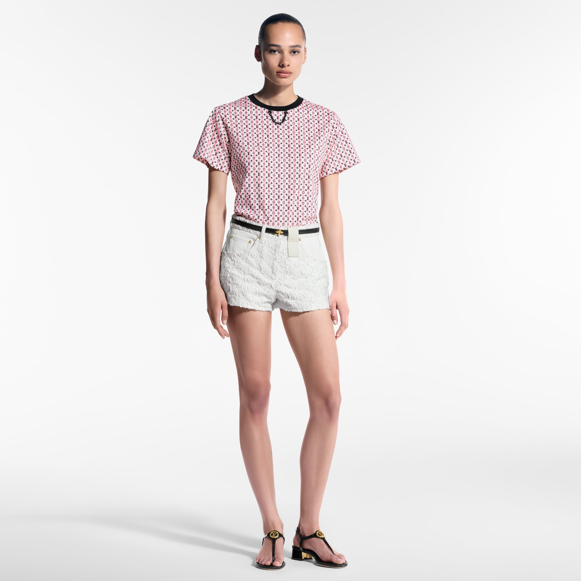 T-Shirt mit Schal-Print  Damen Ready to Wear Tops | LOUIS VUITTON (Zoom)