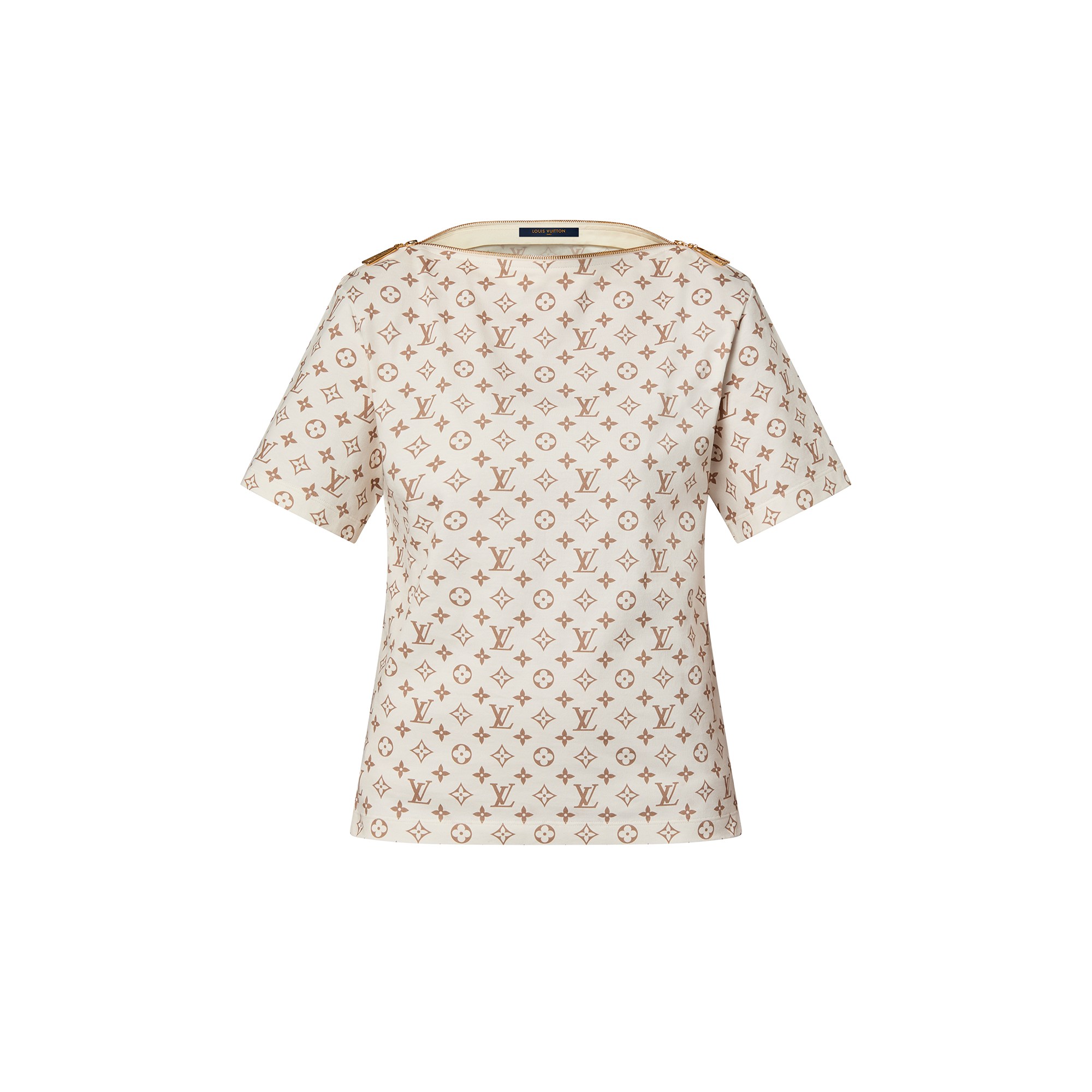 T-Shirt mit U-Bootkragen und Monogram-Motiv - Ready to Wear  