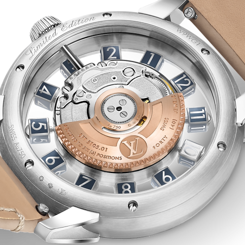 Tambour Spin Time Air Flying Tourbillon, Automatikuhrwerk, 42,5 mm, Weißgold Uhren Alle Uhren } | LOUIS VUITTON (Zoom)