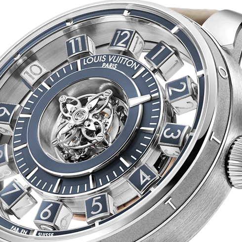 Tambour Spin Time Air Flying Tourbillon, Automatikuhrwerk, 42,5 mm, Weißgold Uhren Alle Uhren } | LOUIS VUITTON (Zoom)