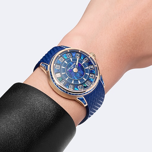 Tambour Spin Time, Automatikuhrwerk, 39,5 mm, Roségold, Opal und Saphire Uhren Alle Uhren } | LOUIS VUITTON (Zoom)