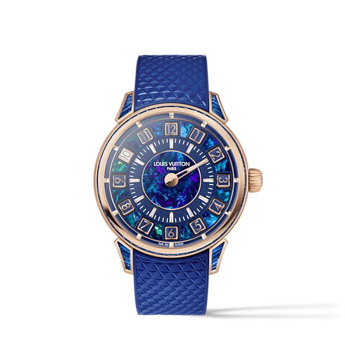 Tambour Spin Time, Automatikuhrwerk, 39,5 mm, Roségold, Opal und Saphire Uhren Alle Uhren } | LOUIS VUITTON (Zoom)