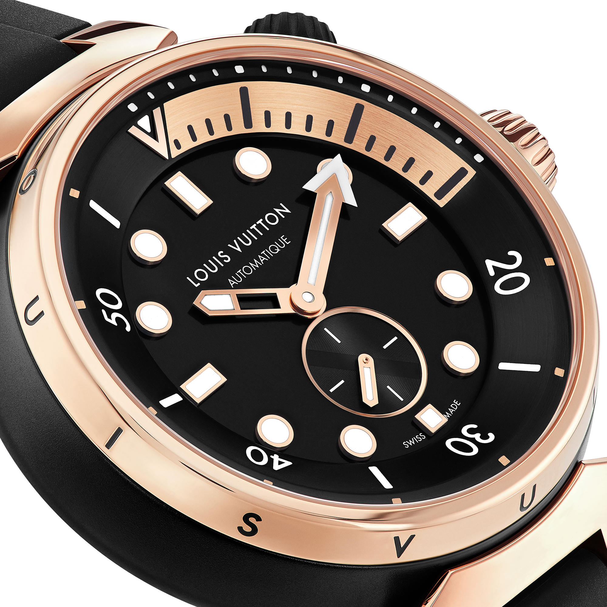 Tambour Street Diver, Automatikuhrwerk, 44 mm, Edelstahl & Roségold  Uhren Alle Uhren } | LOUIS VUITTON (Zoom)