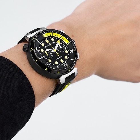 Tambour Street Diver Chronograph, Automatikuhrwerk, 46 mm, Edelstahl Uhren Alle Uhren } | LOUIS VUITTON (Zoom)