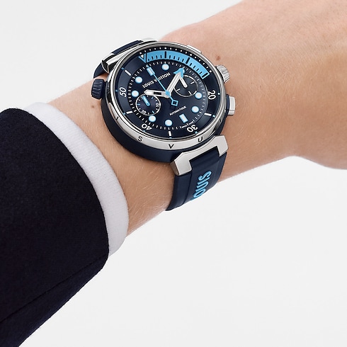 Tambour Street Diver Chronograph, Automatikuhrwerk, 46 mm, Edelstahl Uhren Alle Uhren } | LOUIS VUITTON (Zoom)