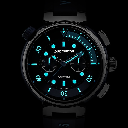 Tambour Street Diver Chronograph, Automatikuhrwerk, 46 mm, Edelstahl Uhren Alle Uhren } | LOUIS VUITTON (Zoom)
