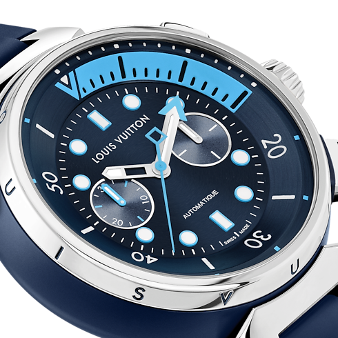 Tambour Street Diver Chronograph, Automatikuhrwerk, 46 mm, Edelstahl Uhren Alle Uhren } | LOUIS VUITTON (Zoom)