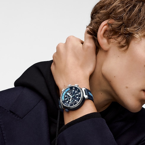 Tambour Street Diver Chronograph, Automatikuhrwerk, 46 mm, Edelstahl Uhren Alle Uhren } | LOUIS VUITTON (Zoom)
