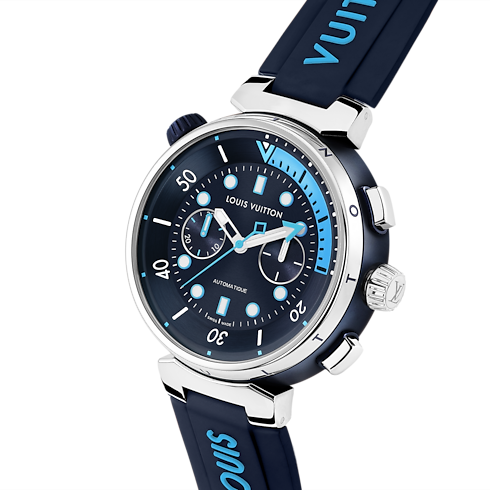Tambour Street Diver Chronograph, Automatikuhrwerk, 46 mm, Edelstahl Uhren Alle Uhren } | LOUIS VUITTON (Zoom)