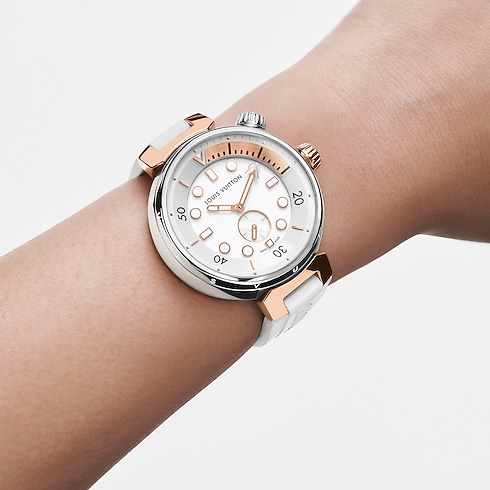 Tambour Street Diver, Quarzuhrwerk, 39,5mm, Edelstahl & Roségold Uhren Alle Uhren } | LOUIS VUITTON (Zoom)