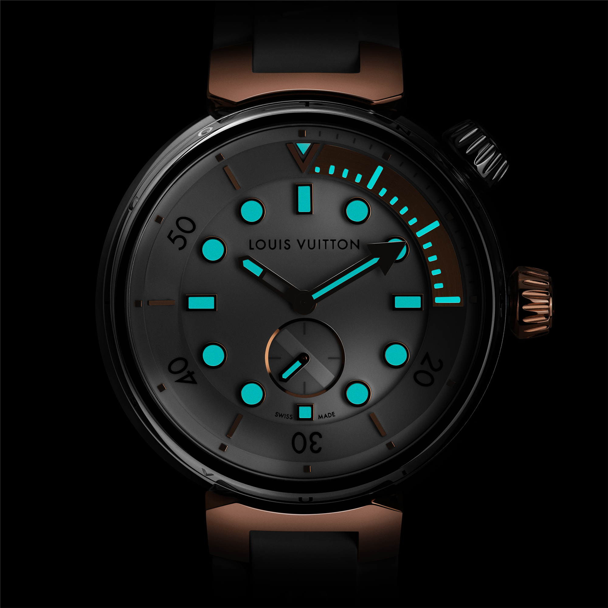 Tambour Street Diver, Quarzuhrwerk, 39,5mm, Edelstahl & Roségold  Uhren Alle Uhren } | LOUIS VUITTON (Zoom)