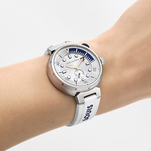 Tambour Street Diver, Quarzuhrwerk, 39,5mm, Edelstahl Uhren Alle Uhren } | LOUIS VUITTON (Zoom)