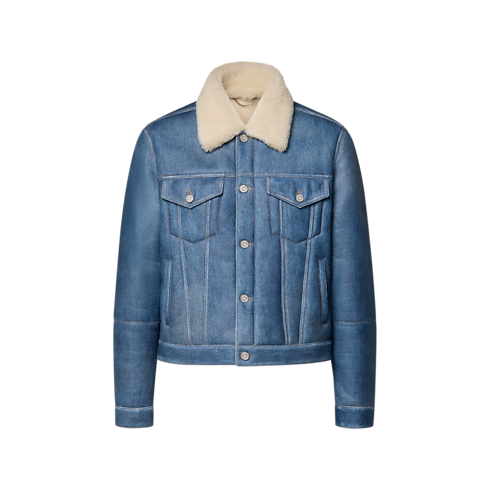 Truckerjacke aus Denim und Lammfell mit Trompe-l’Œil-Effekt Herren Ready to Wear Vollständige Ready to Wear | LOUIS VUITTON (Zoom)