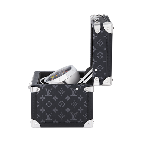 Trunk Tischuhr, Quarzuhrwerk, 80 mm, Edelstahl, Monogram Eclipse Canvas Uhren Alle Uhren } | LOUIS VUITTON (Zoom)