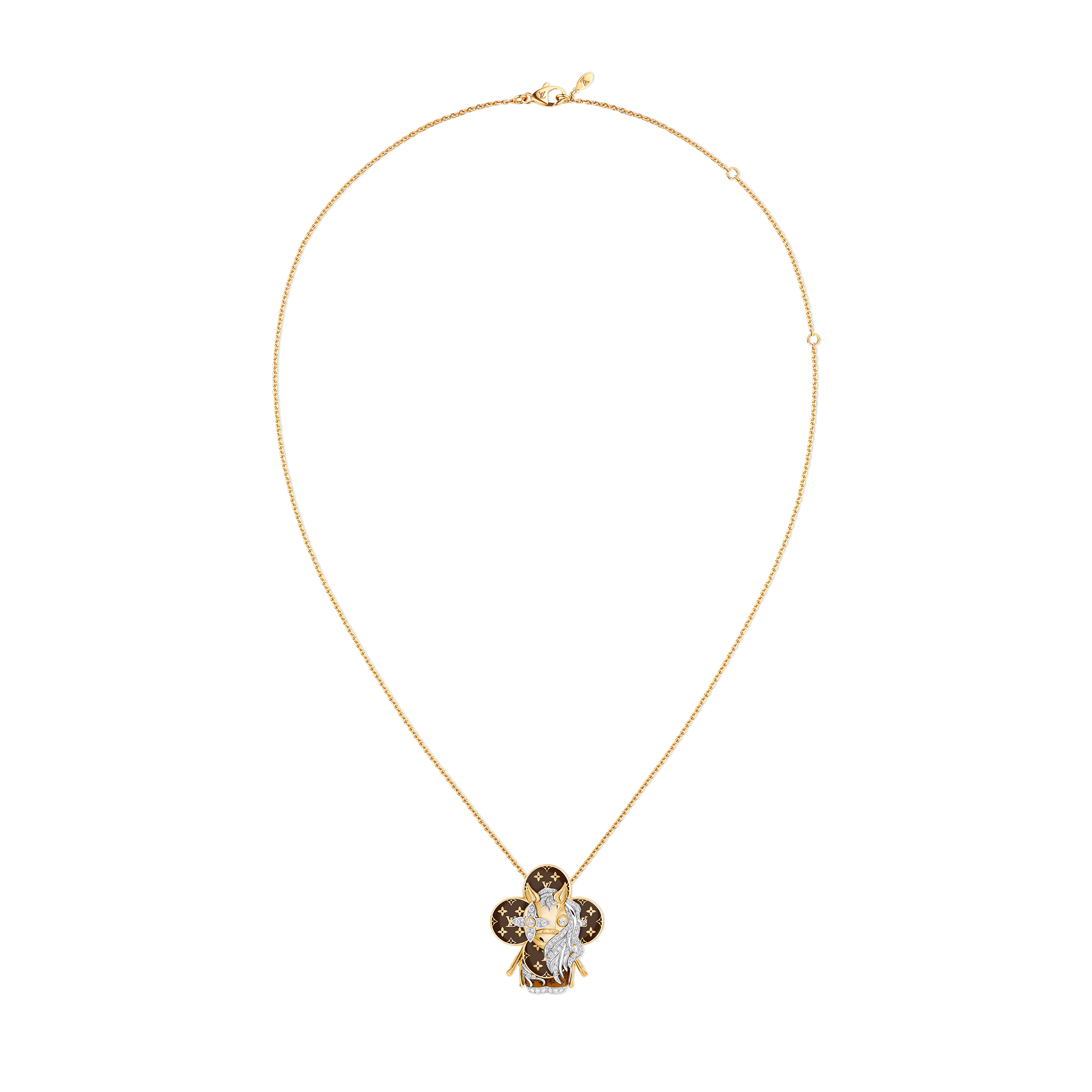 Vivienne Horse Anhänger mit Halskette, Gelbgold, Weißgold, Lack & Diamanten  Les Extraordinaires Schmuck Halsketten und Anhänger | LOUIS VUITTON (Zoom)