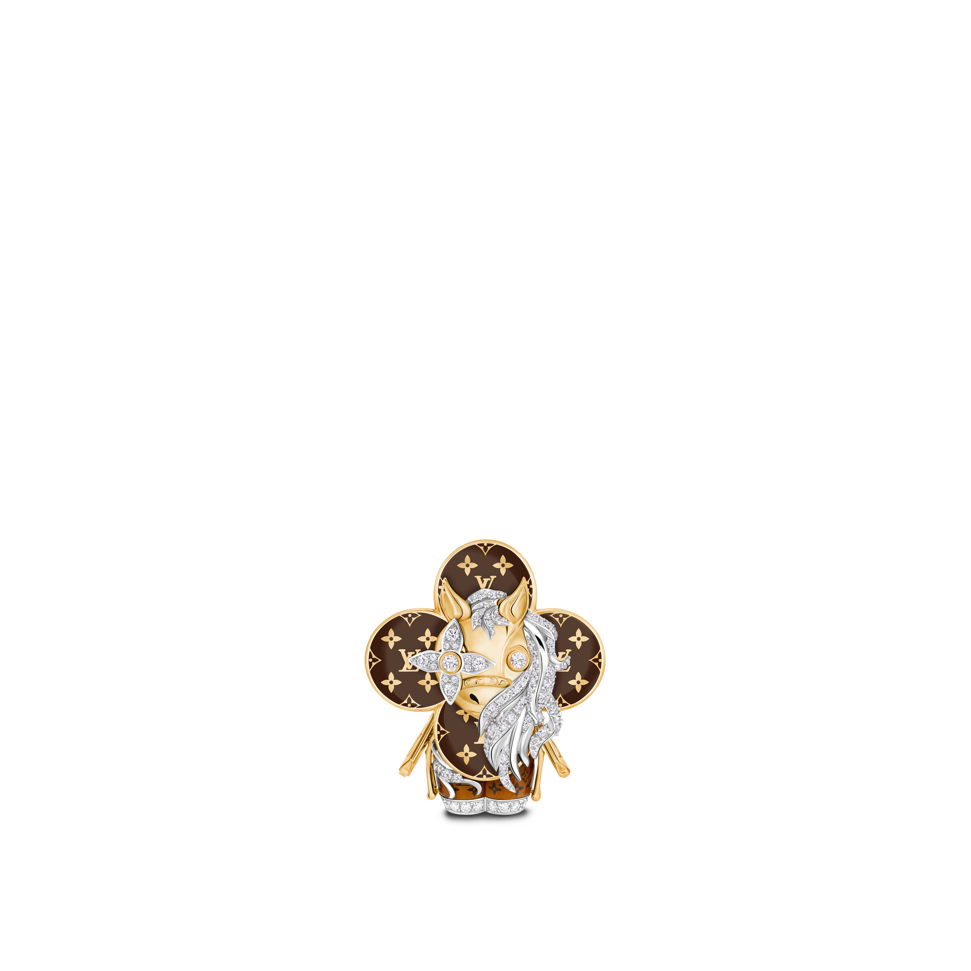 Vivienne Horse Anhänger mit Halskette, Gelbgold, Weißgold, Lack & Diamanten  Les Extraordinaires Schmuck Halsketten und Anhänger | LOUIS VUITTON (Zoom)