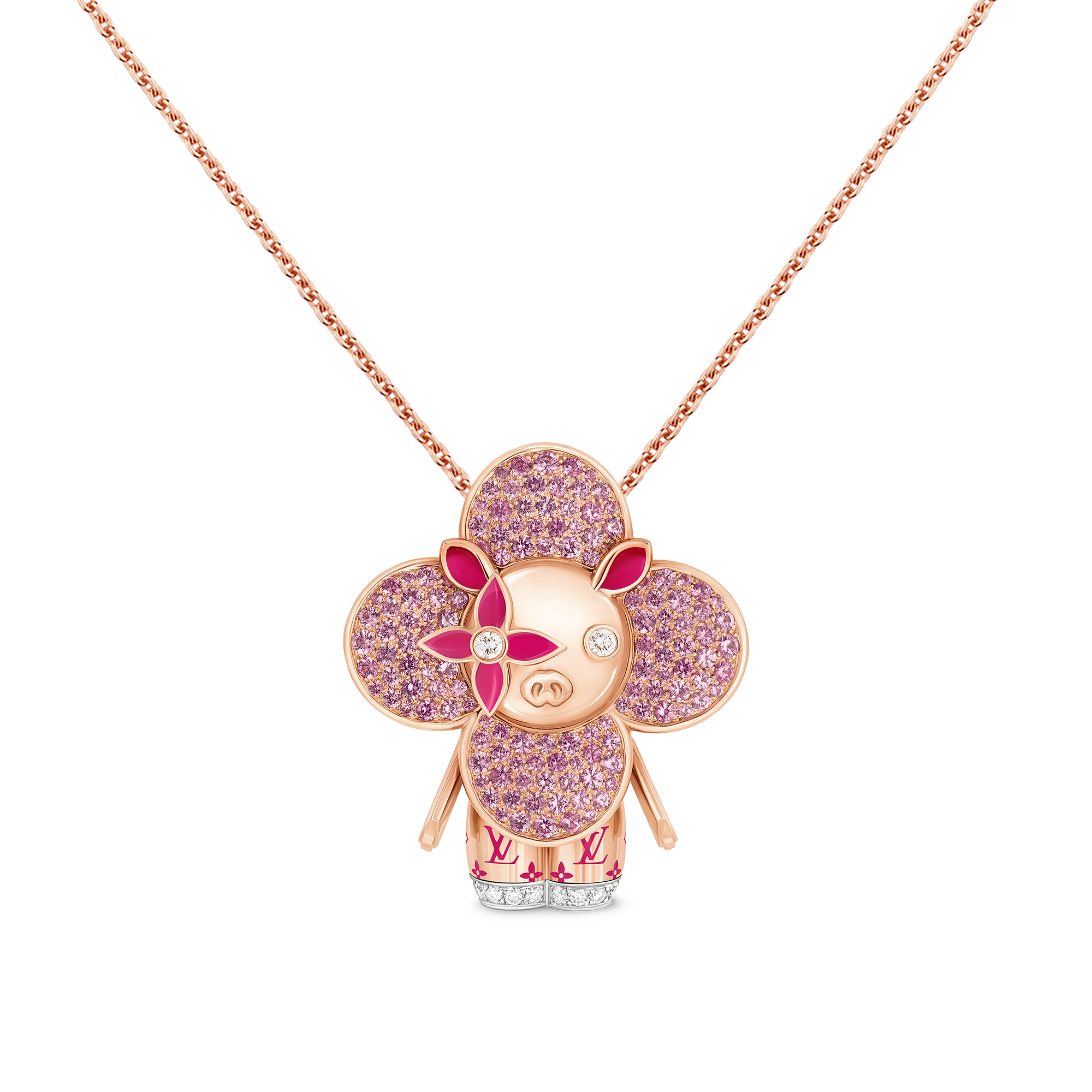 Vivienne Pig Anhänger mit Halskette, Roségold, Lack, Diamanten & farbige Edelsteine  Les Extraordinaires Schmuck Halsketten und Anhänger | LOUIS VUITTON (Zoom)