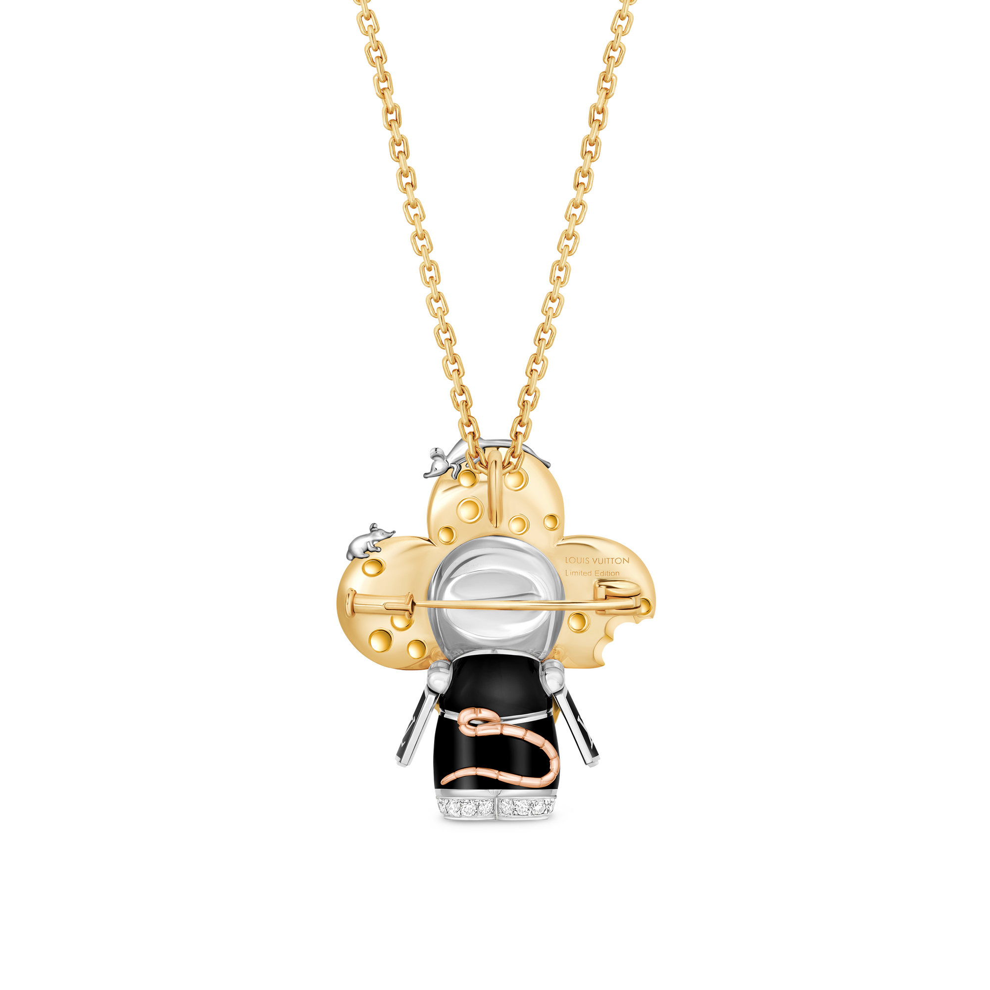 Vivienne Rat Anhänger mit Halskette, 3 Goldarten, Lack, Diamanten & farbige Edelsteine  Les Extraordinaires Schmuck Halsketten und Anhänger | LOUIS VUITTON (Zoom)