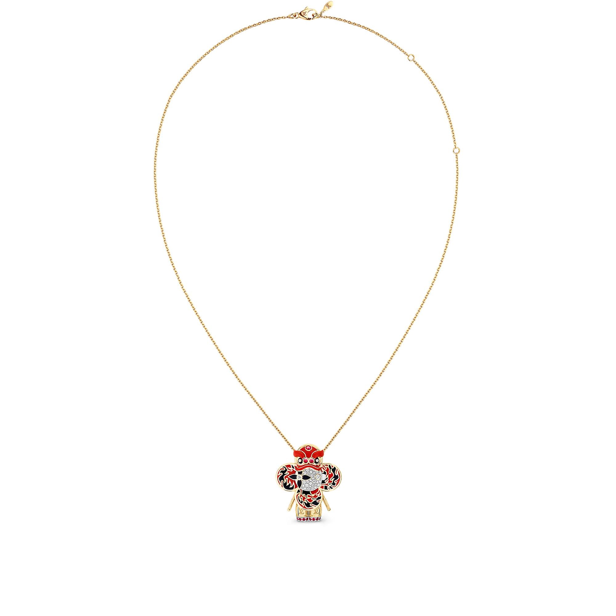 Vivienne roter Lion Dance Anhänger mit Halskette, Gelbgold, Weißgold, Lack, Diamanten & farbigen Edelsteine  Schmuck Kategorien Halsketten und Anhänger | LOUIS VUITTON (Zoom)