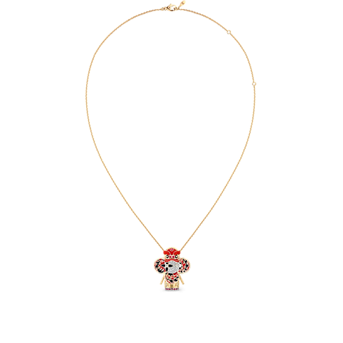 Vivienne roter Lion Dance Anhänger mit Halskette, Gelbgold, Weißgold, Lack, Diamanten & farbigen Edelsteine Schmuck Kategorien Halsketten und Anhänger | LOUIS VUITTON (Zoom)