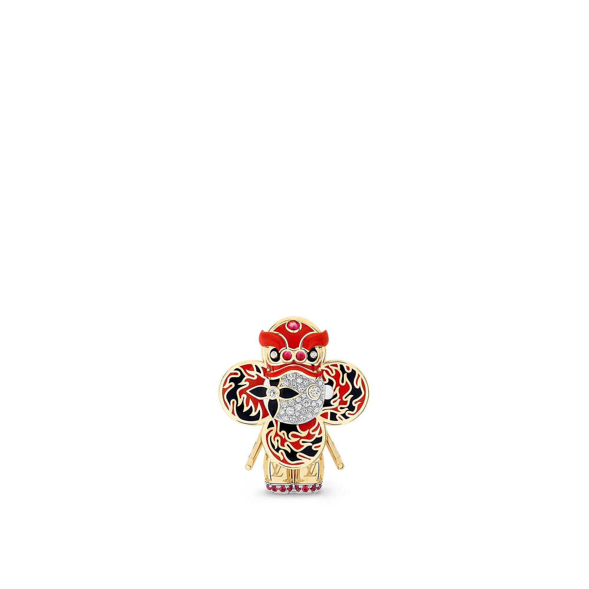 Vivienne roter Lion Dance Anhänger mit Halskette, Gelbgold, Weißgold, Lack, Diamanten & farbigen Edelsteine  Schmuck Kategorien Halsketten und Anhänger | LOUIS VUITTON (Zoom)