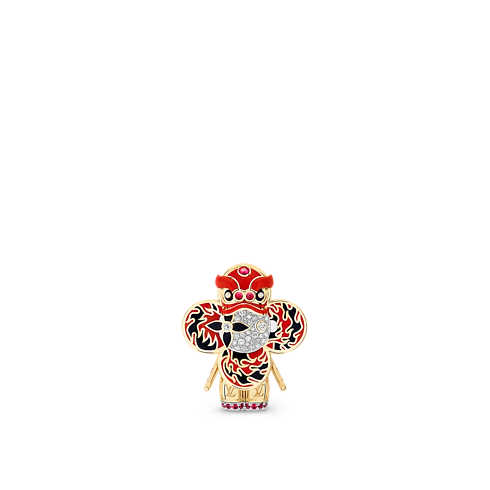 Vivienne roter Lion Dance Anhänger mit Halskette, Gelbgold, Weißgold, Lack, Diamanten & farbigen Edelsteine Schmuck Kategorien Halsketten und Anhänger | LOUIS VUITTON (Zoom)