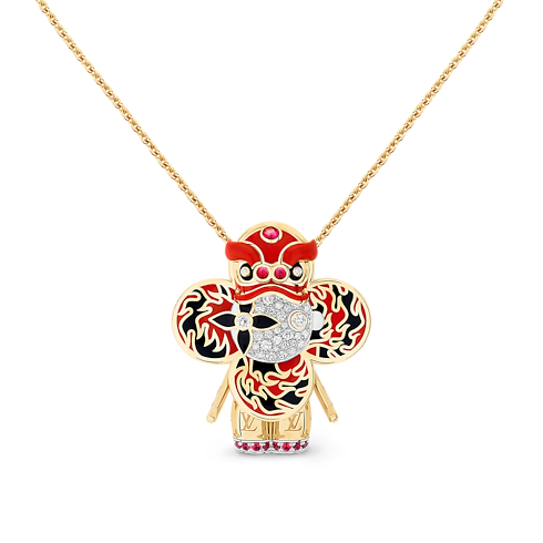 Vivienne roter Lion Dance Anhänger mit Halskette, Gelbgold, Weißgold, Lack, Diamanten & farbigen Edelsteine Schmuck Kategorien Halsketten und Anhänger | LOUIS VUITTON (Zoom)