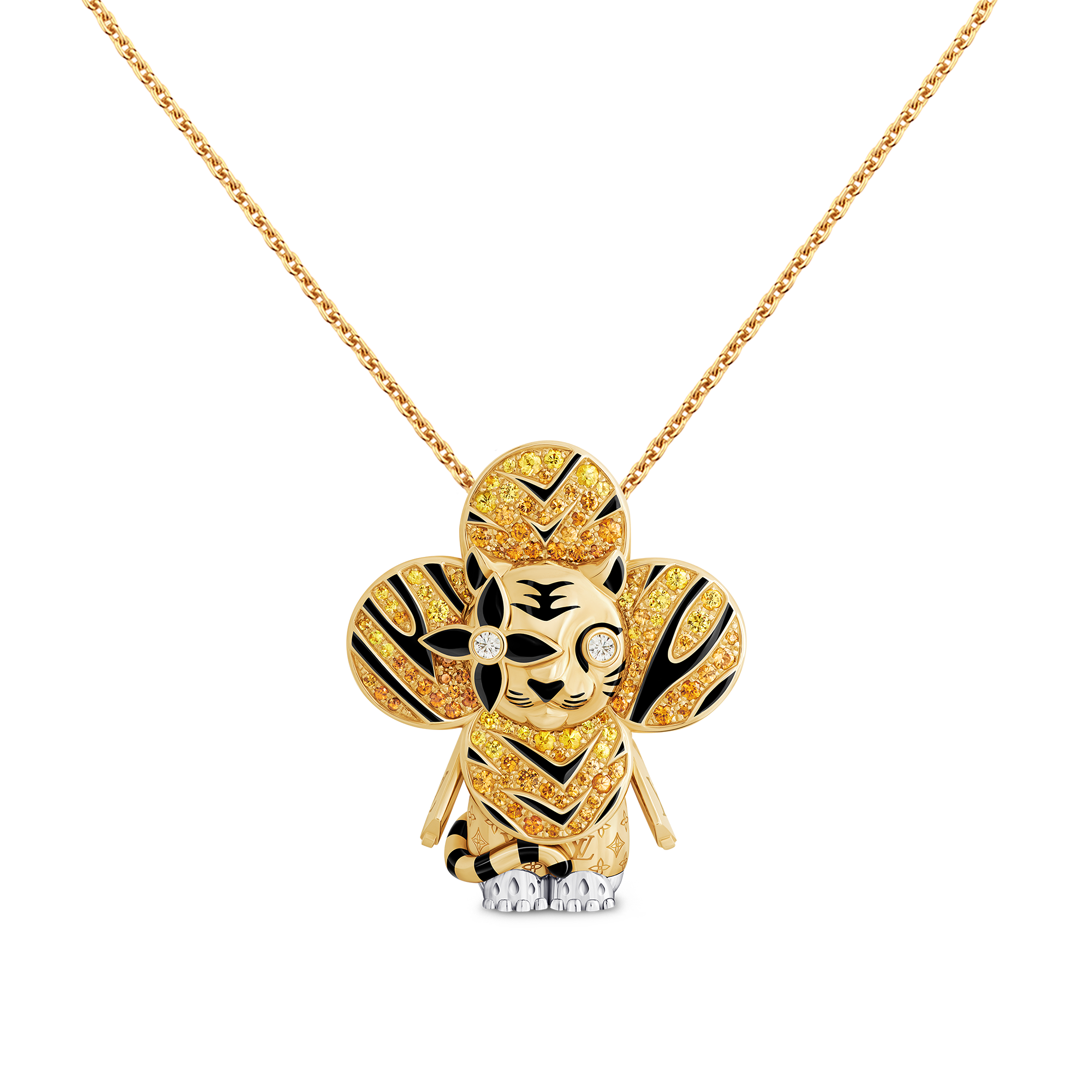 Vivienne Tiger Anhänger mit Halskette, Gelbgold, Weißgold, Lack, Diamanten & farbige Edelsteine  Schmuck Kategorien Halsketten und Anhänger | LOUIS VUITTON (Zoom)