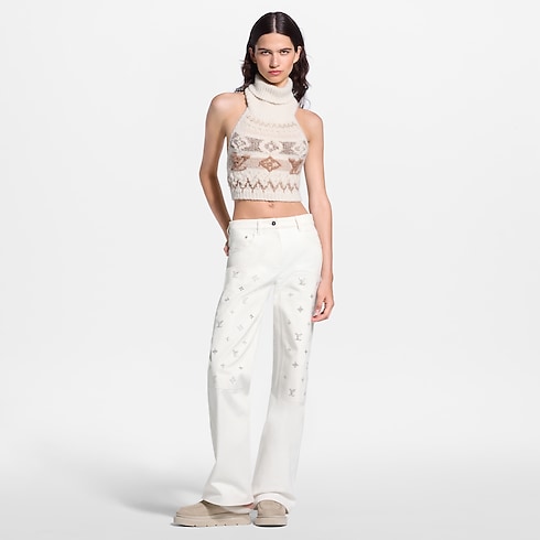 Weit geschnittene Jeans mit Signaturen und Pailletten worn view