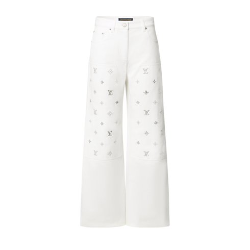 Weit geschnittene Jeans mit Signaturen und Pailletten front view