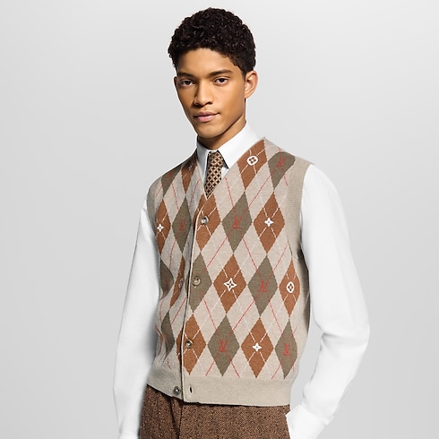 Weste mit Argyle-Motiv als Intarsien Herren Ready to Wear Vollständige Ready to Wear | LOUIS VUITTON (Zoom)