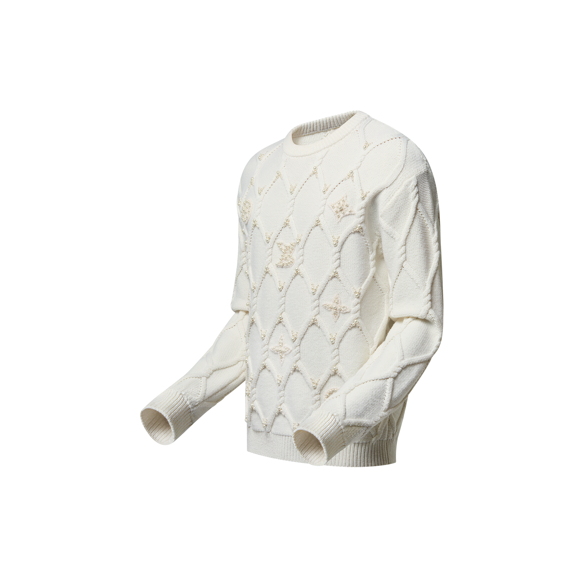 Zopfstrick-Pullover aus Wollgemisch mit Verzierungen  Neuheiten Herren LV Ski | LOUIS VUITTON (Zoom)