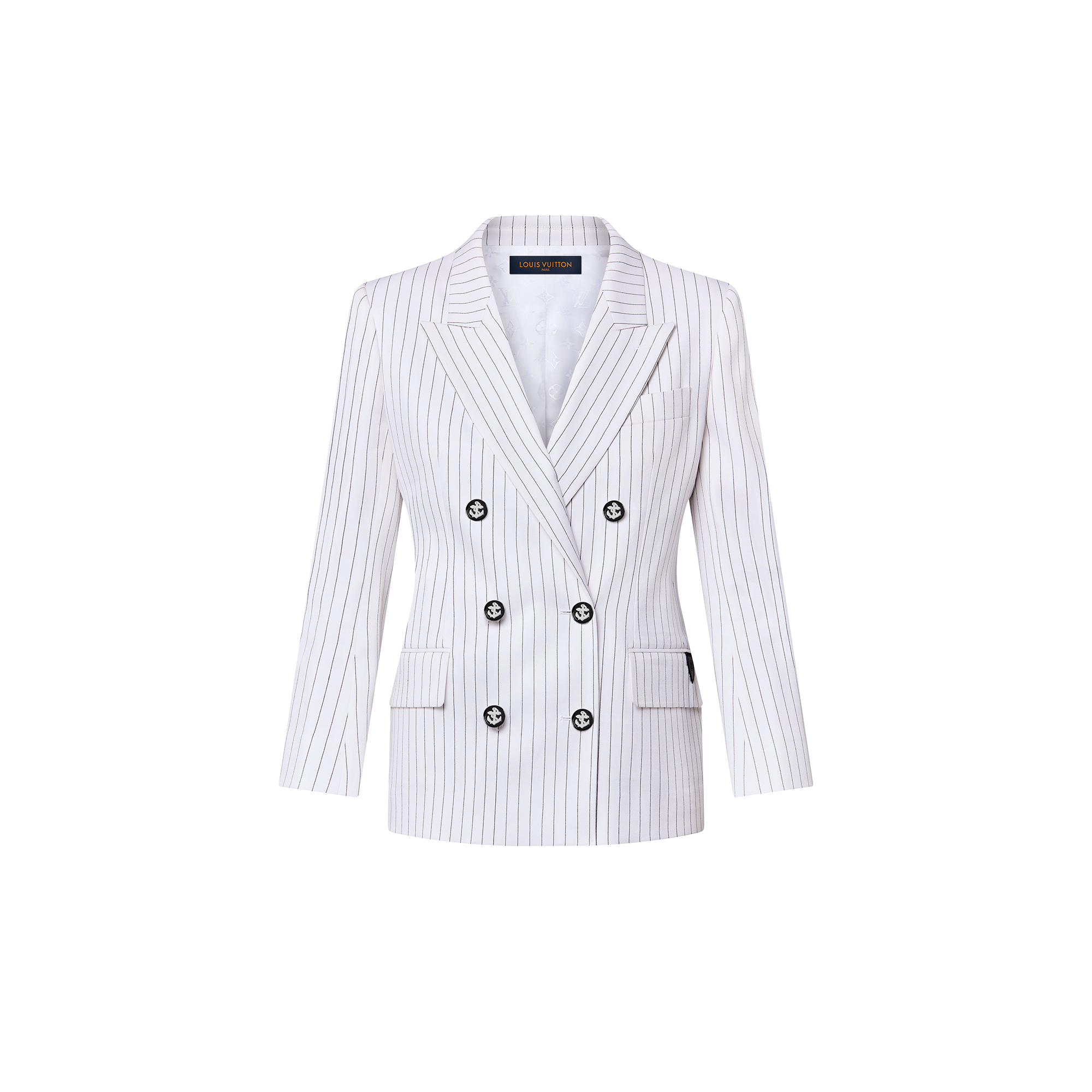 Zweireihiger Blazer mit Nadelstreifen-Motiv und maritimen Details 